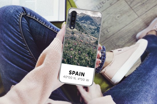 Coque Samsung Galaxy A50 - Espagne - Montagnes - Fleurs - Coque de téléphone en Siliconen