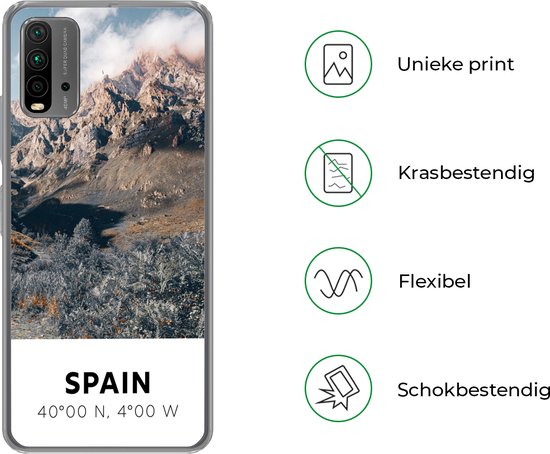 Telefoonhoesje Geschikt voor Xiaomi Geschikt voor Redmi 9T hoesje - Spanje - Bergen - Zomer - Siliconen Telefoonhoesje Telefoonhoesje