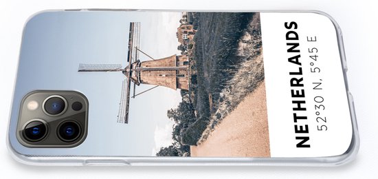 Coque iPhone 13 Pro - Pays- Nederland - Moulin à vent - Pâturage - Coque en Siliconen téléphone