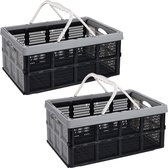 Solutions de stockage Caisses de magasinage/caisses de rangement pliables gris - 4x pièces - 32L plastique