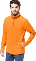 Kariban Fleece trui - oranje - halve ritskraag - warme Koningsdag sweater - heren - EK / WK supporter XL