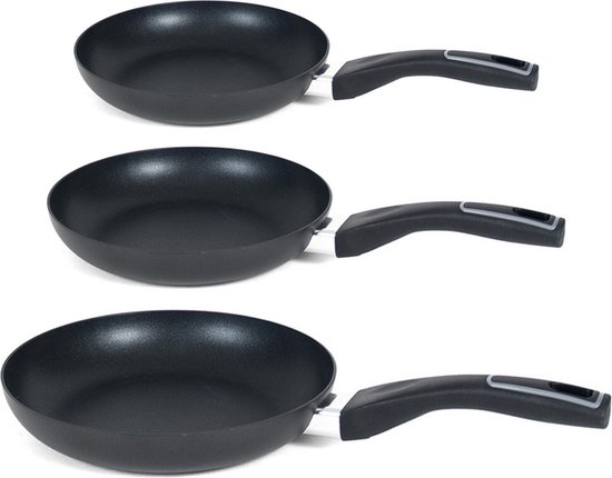 Zenker Pizzaset, 4-delige pizza bakplaat set met 3 anti-aanbak pizza pannen van 29 cm & een