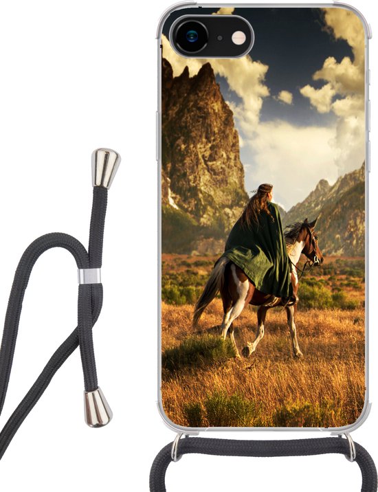 Coque avec cordon iPhone 8 - Cheval - Cavalier - Nature - Siliconen - Bandoulière - Coque arrière avec cordon - Coque téléphone avec cordon - Coque avec corde