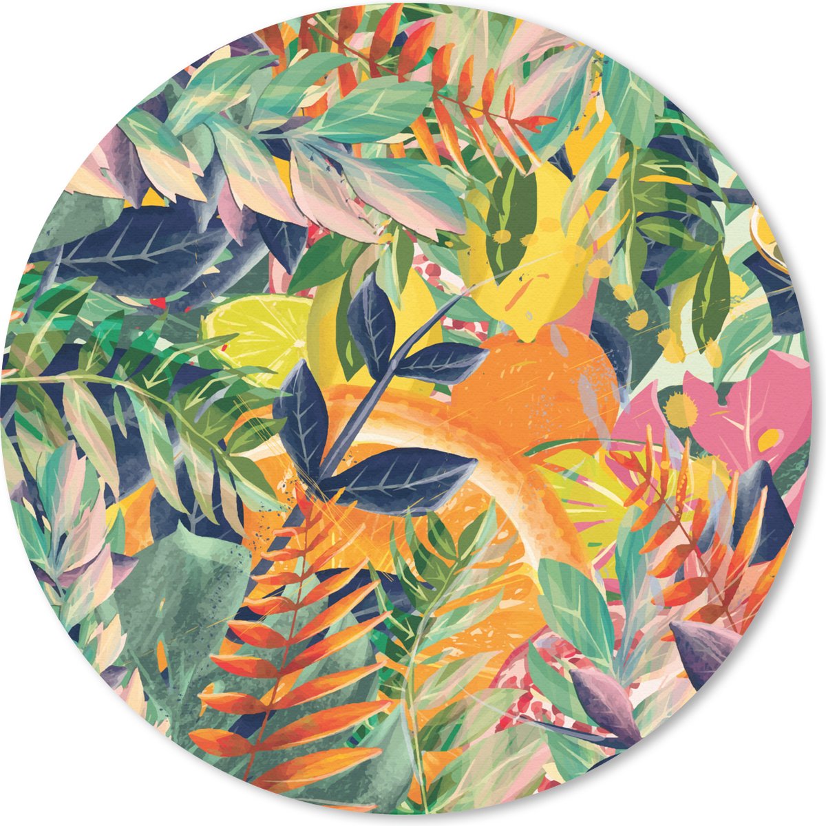 Muismat rond 30x30 cm - Mousepad Bloemen - Jungle - Tropisch - Ronde muismatten