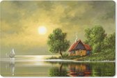Muismat - Mousepad - Schilderij - Olieverf - Huis - Natuur - Water - 27x18 cm - Muismatten