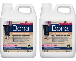 Bona Geoliede Houten Vloer Reiniger - 2 x 2,5 Liter Multipack - Vloerzeep - Streeploos - Sneldrogend