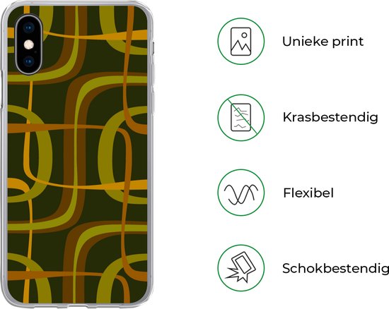 Telefoonhoesje Geschikt voor iPhone X hoesje - Jaren 70 - Retro - Groen - Siliconen Telefoonhoesje Telefoonhoesje
