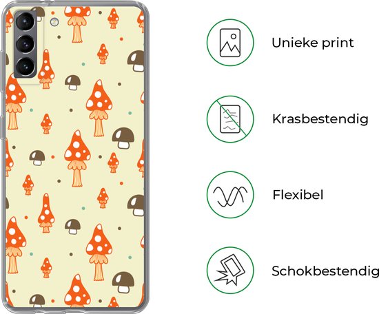 Coque Samsung Galaxy S21 Plus - Motifs - Champignon - Oranje - Étui de téléphone en Siliconen