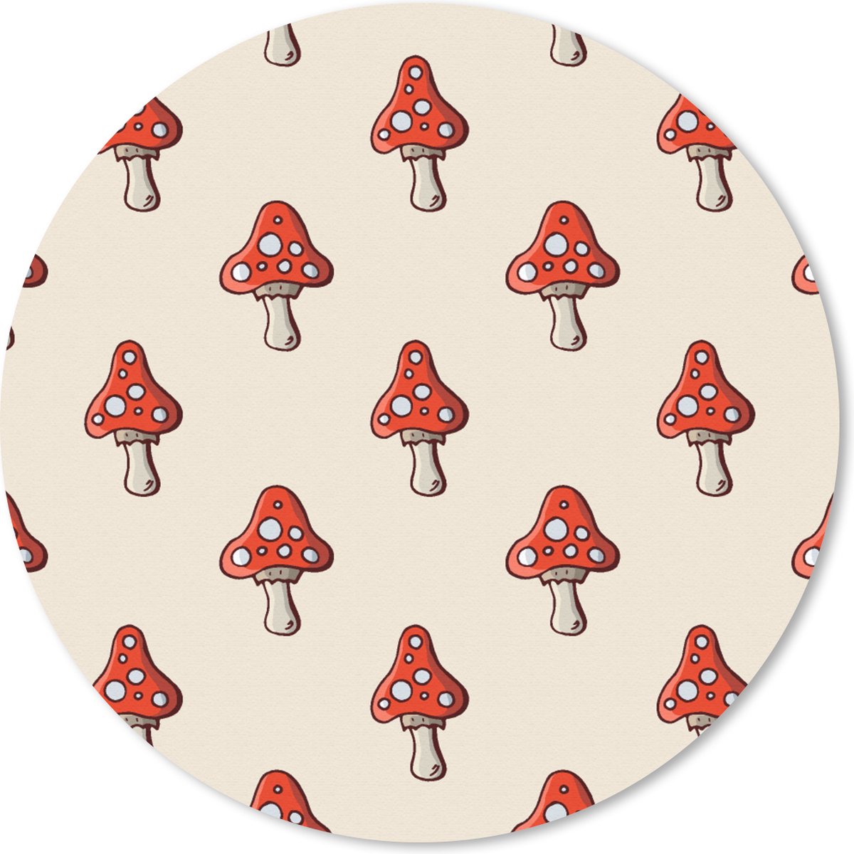 Muismat rond 50x50 cm - Mousepad Patronen - Herfst - Paddenstoel - Rood - Ronde muismatten