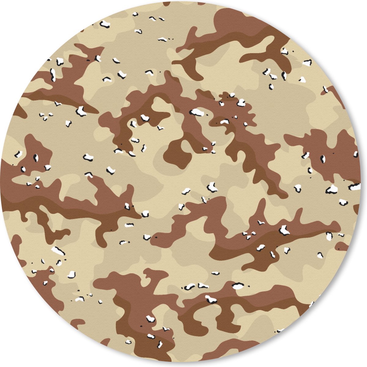 Muismat rond 40x40 cm - Mousepad Camouflage - Woestijn - Patronen - Ronde muismatten