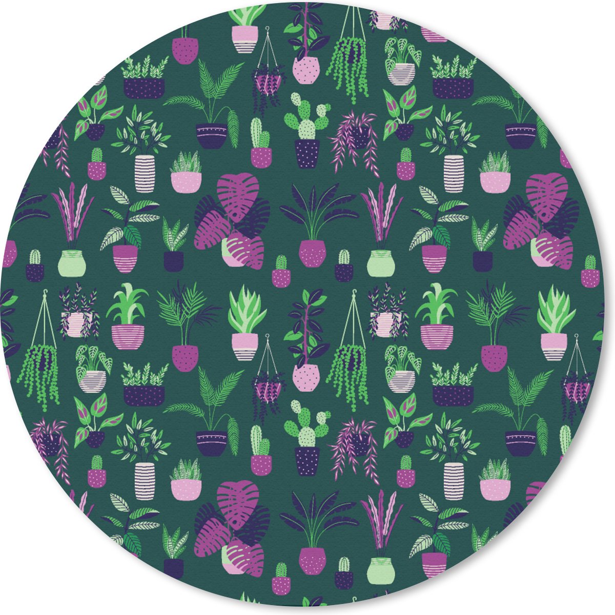 Muismat rond 50x50 cm - Mousepad Planten - Patronen - Cactus - Ronde muismatten