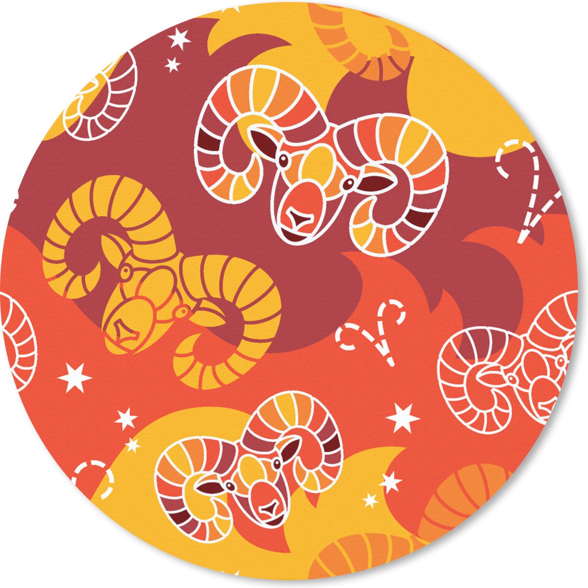 Muismat rond 50x50 cm - Mousepad Ram - Zodiac - Astrologie - Design - Ronde muismatten