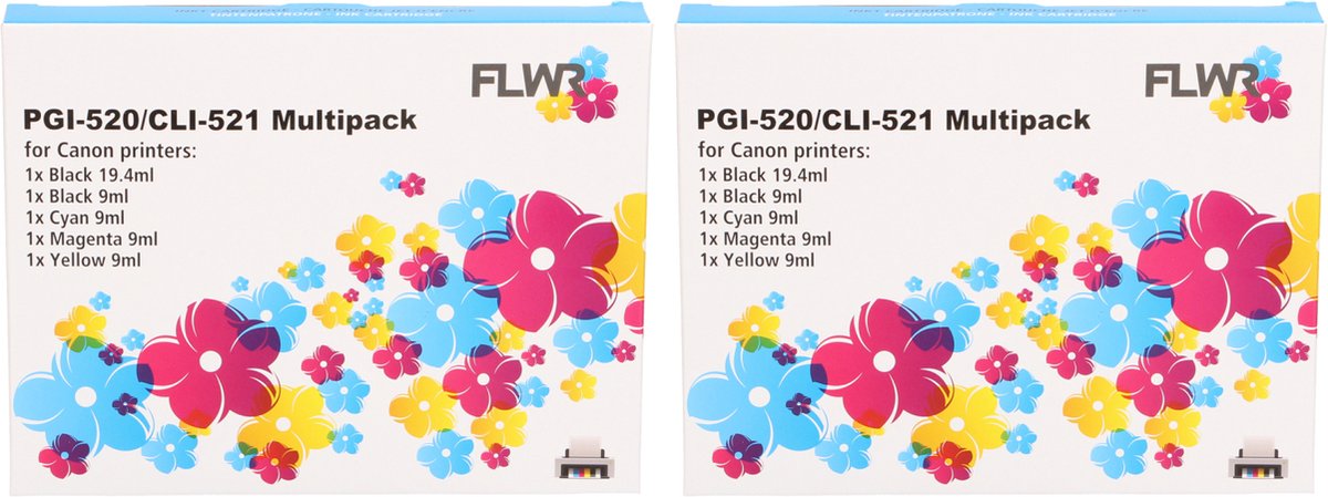 FLWR PGI-520 / CLI-521 10-Pack / zwart en kleur / Cartridge - Geschikt voor Epson