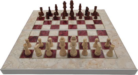 Afbeelding van het spel 3 in 1 bordspel - Schaken - Backgammon - Checkers - Extra groot - maat XXL - met luxe houten schaakstukken