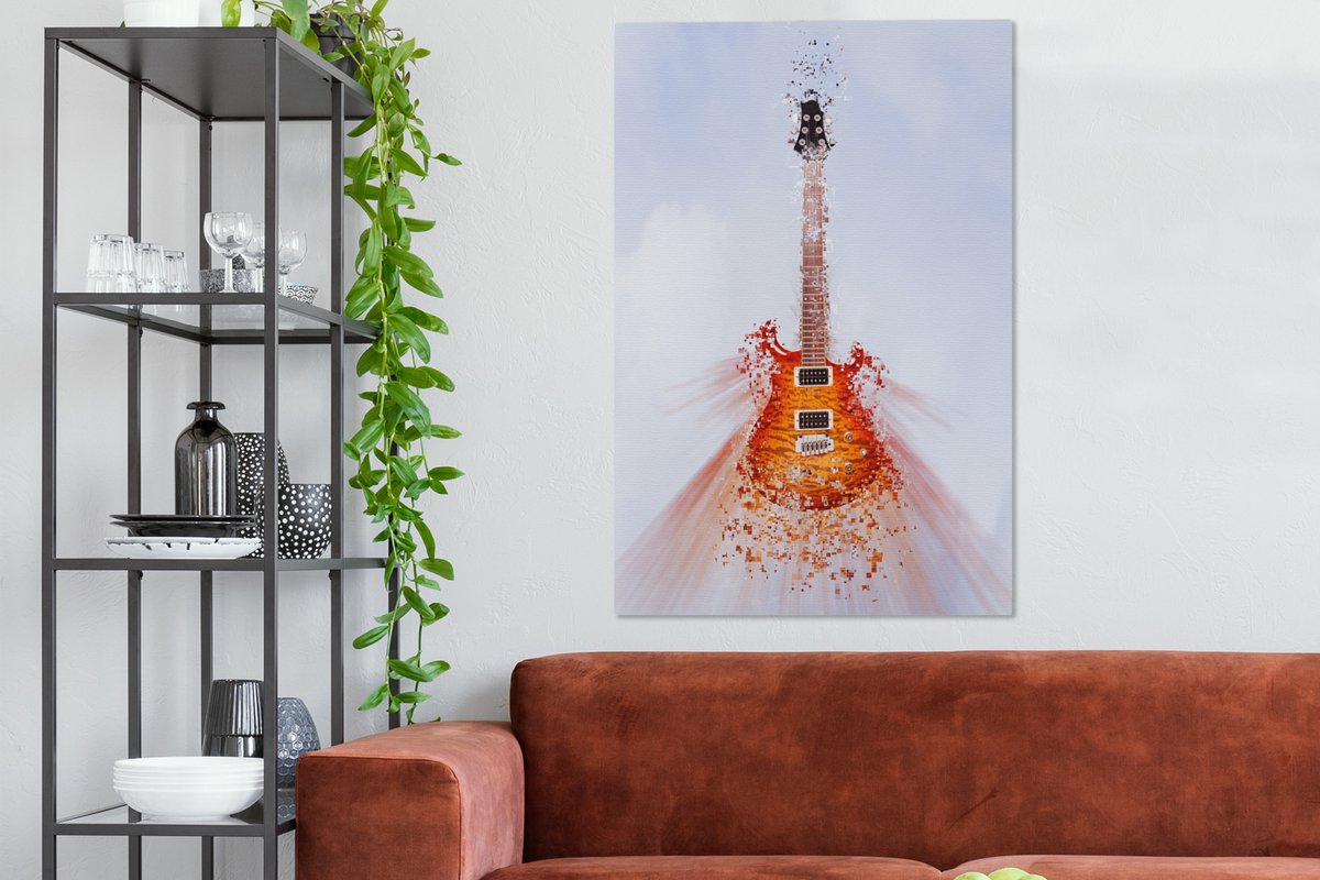 Peintures sur toile - Une guitare électrique dans le ciel - 80x120 cm -  Décoration murale
