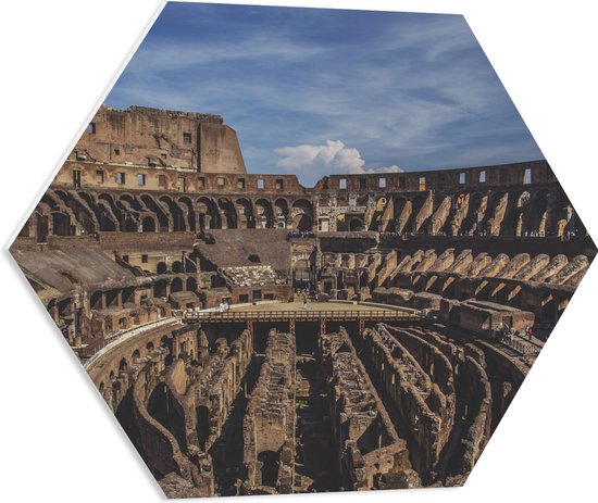 WallClassics - PVC Schuimplaat Hexagon - Binnenkant van Colloseum in ...