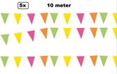 5x Vlaggenlijn multi 10 meter - vlaglijn festival feest party verjaardag thema feest kleur