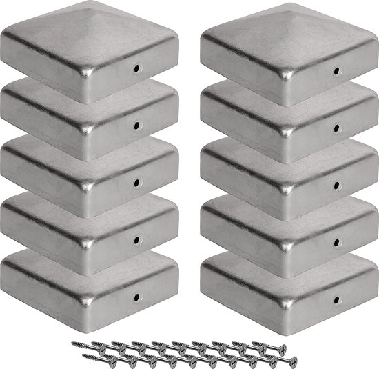 Viirkuja® Paalmutsen 10x - 7x7 cm, Piramidevormig, voor Afrasteringspalen - Incl. Schroeven
