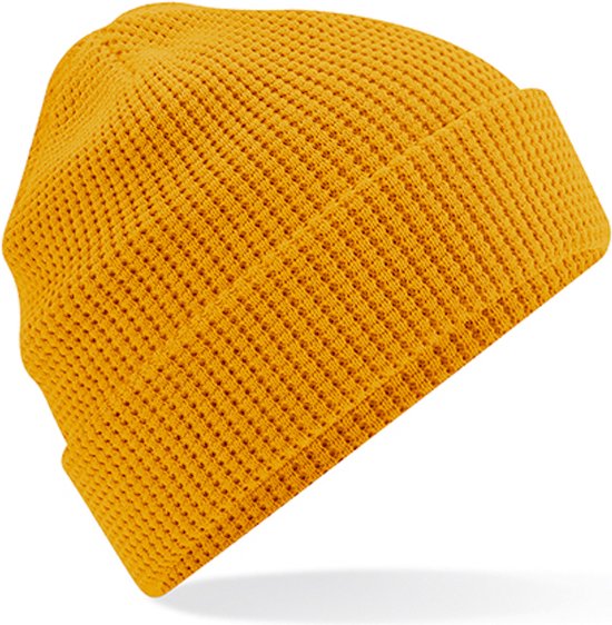 Beechfield 'Organic Cotton Waffle Beanie' Geel