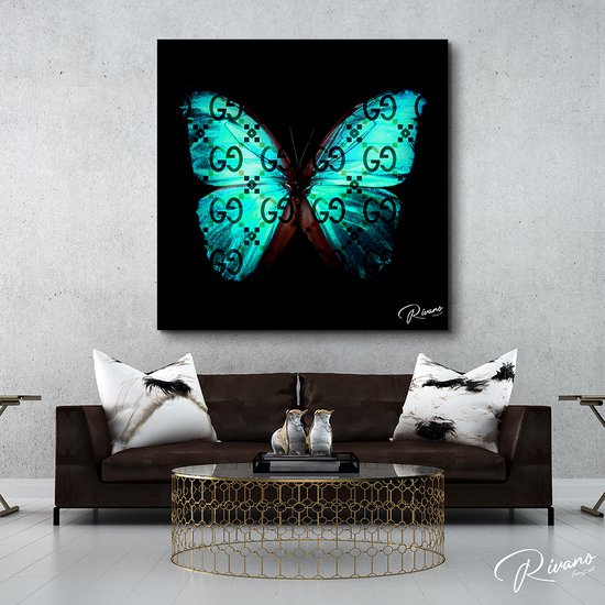 Butterfly GC Design Blue - Peinture Murale Luxe Plexiglas - 120 x 120 cm -  GC Design... | bol.com