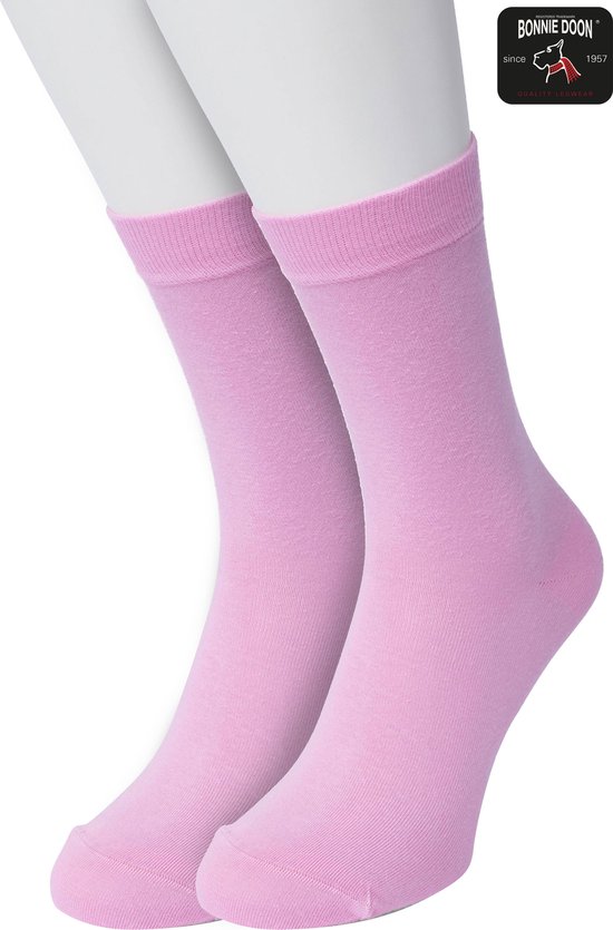 Bonnie Doon Basic Sokken Kinderen Licht Roze maat 31/34 - 2 paar - Unisex - Jongens en Meisjes - Basis Katoenen Sok - Kids - Gladde Naden - Brede Boord - Perfecte Pasvorm - 2-pack - Multipack - Effen - Lichtroze - Soft Pink - OL7334012.357