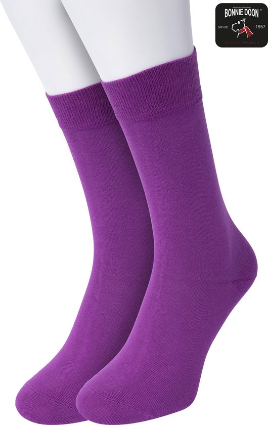 Bonnie Doon Basic Chaussettes Enfants Violet taille 23/26 - 2 paires - Unisexe - Garçons et Filles - Chaussettes Basis en coton - Kids - Coutures lisses - Planche large - Ajustement parfait - Pack de 2 - Multipack - Uni - Crocus - OL7334012.31