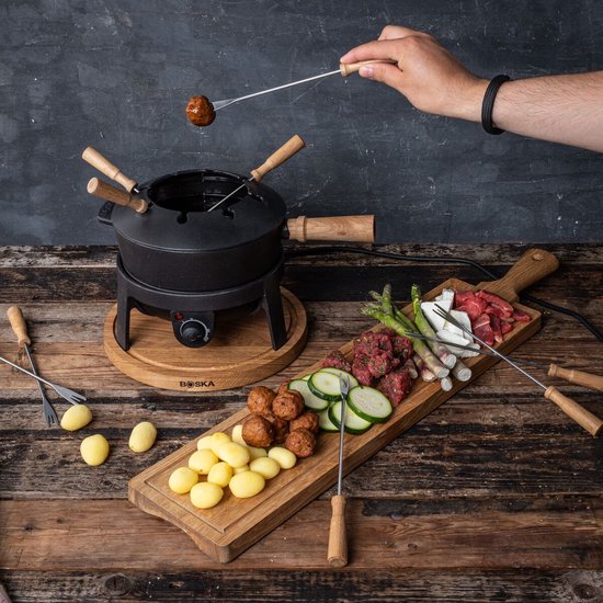 Boska Elektrische Fondueset Pro - Voor elk type fondue - 8 personen - Stijlvol gietijzer - Extra lang snoer