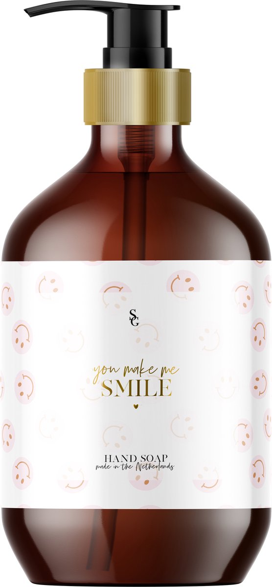 Stationery & Gift | Handzeep 500 ml | Amber Fles | You make me Smile met smiley print | Cadeautip