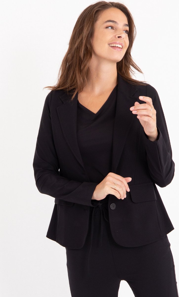 Zwarte Blazer van Je m'appelle - Dames - Travelstof - Maat 2XL - 5 maten beschikbaar