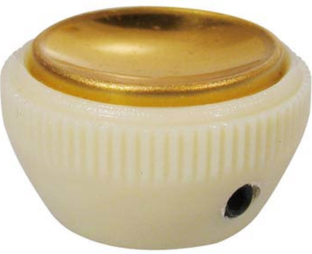 tea cup knob, Hofner violin bass 1963 model, gold and ivory, with set screw allen type