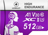 LUXWALLET ® XC - Carte Micro SD 512 GB - TF Classe 10 - Haute Endurance - Transfert de Données Rapide - Violet