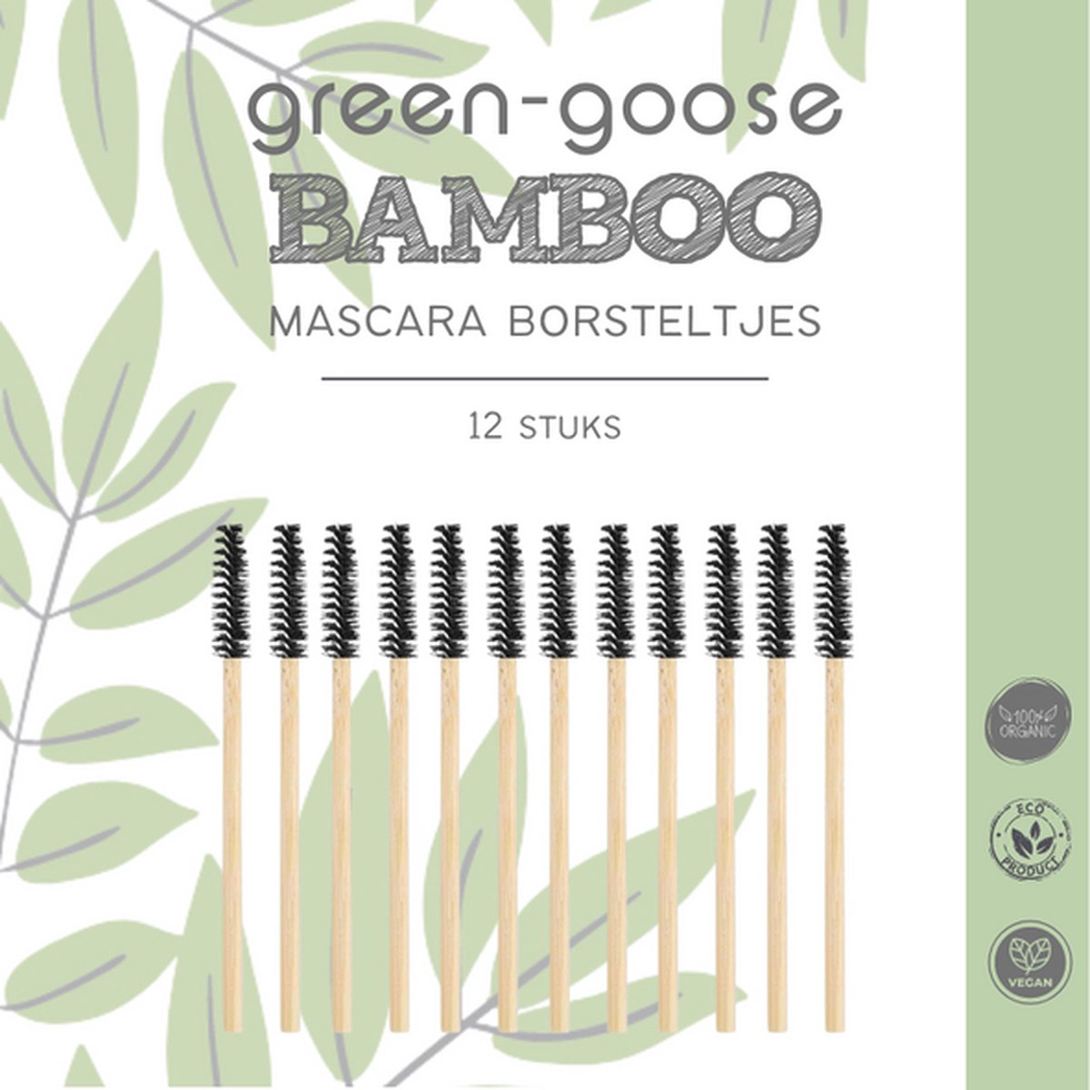 green-goose® Bamboe Wegwerp Wimper en Wenkbrauw Borsteltjes | 12 Stuks | Mascara Borsteltjes