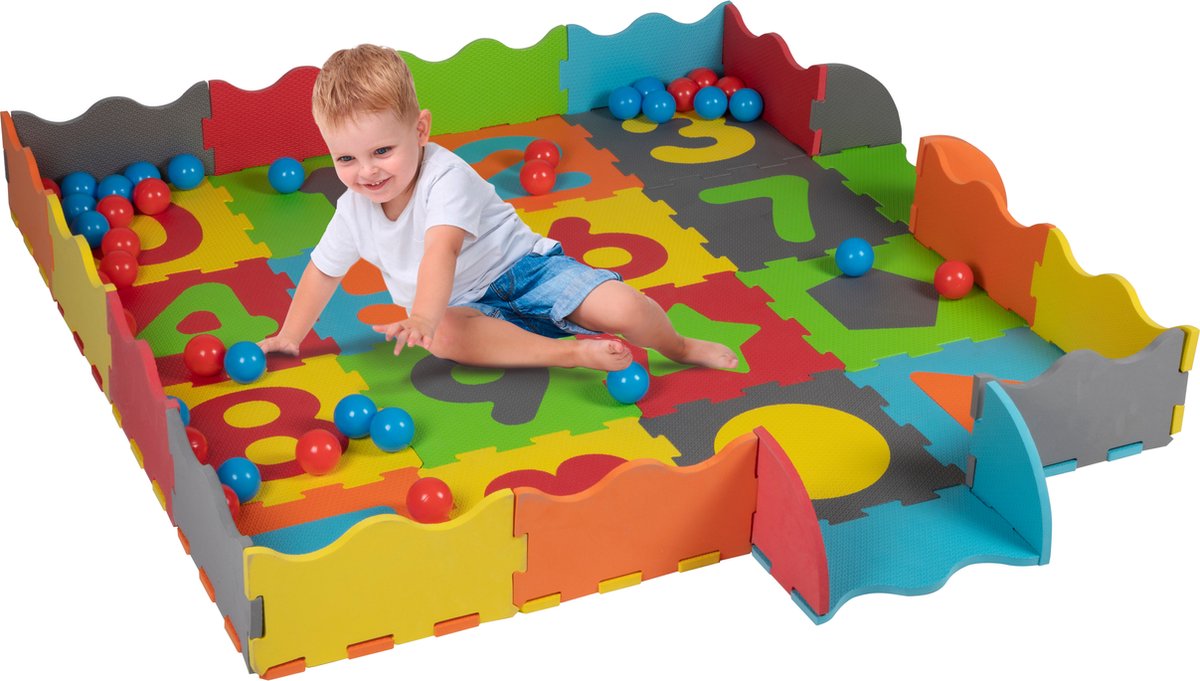 Let's Play Speelmat Baby Foam - 3-in-1 - Puzzelmat en Ballenbak - Speelkleed - 36-Delig - Let's Play