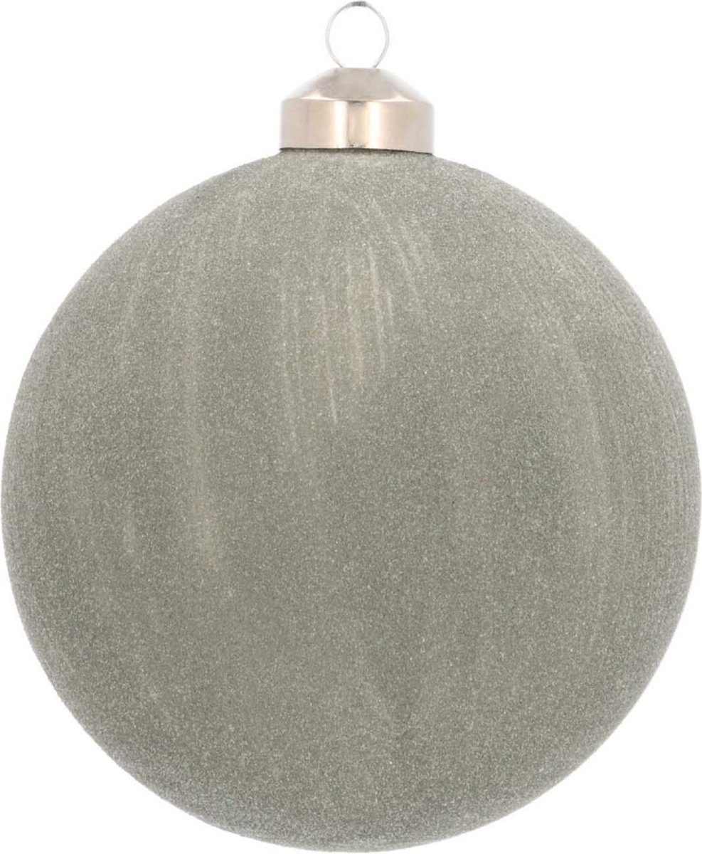 Oneiro's luxe Glazen kerstbal met kristalzand | Cottage green | 10 cm - kerstbal - luxe verpakking – kerstcollectie – kerstdecoratie – kerstboomhanger – kerstversiering