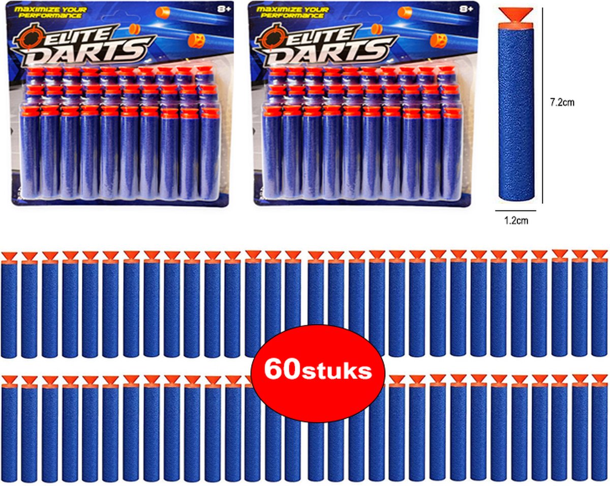 60 stuks darts met zuignap - geschikt voor Nerf guns - Elite Darts - 2 pakken pijlen