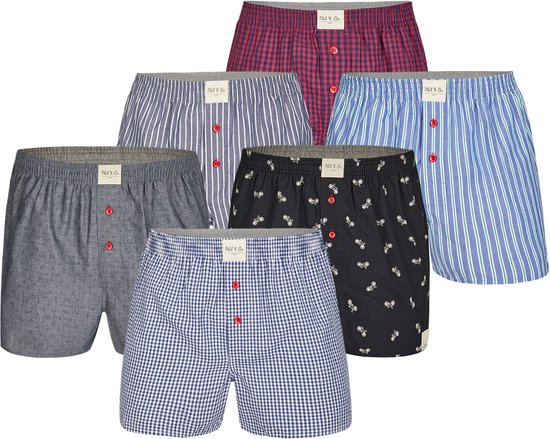 Phil & Co 6-Pack Woven Wide Boxers Men Multipack 6-Pack - Taille 3XL - Boxer ample homme
