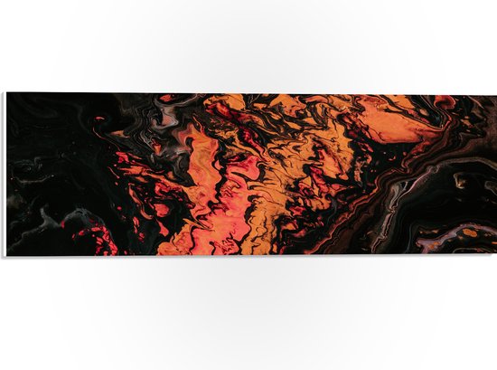 WallClassics - PVC Schuimplaat- Rood/oranje/Zwarte Verf - 60x20 cm Foto op PVC Schuimplaat