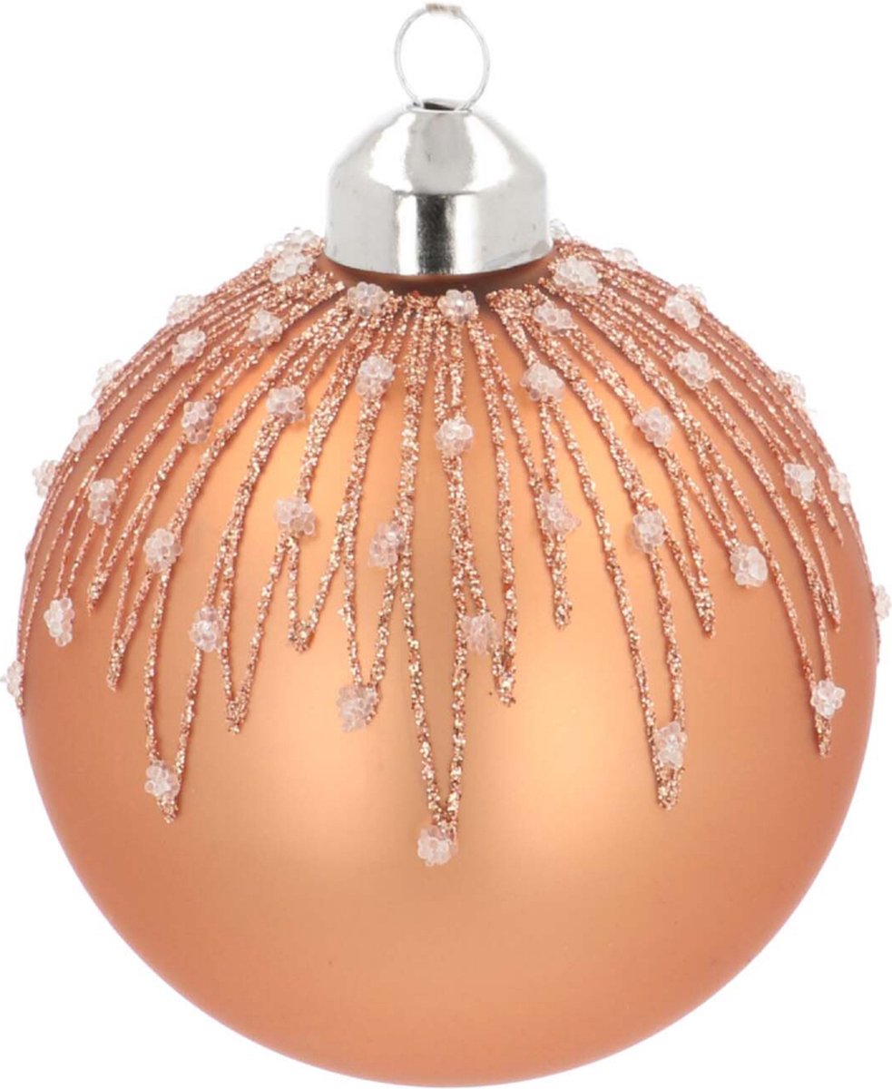Oneiro's luxe Glazen kerstbal met ijspegels | Brons | 8 cm - kerstbal - luxe verpakking – kerstcollectie – kerstdecoratie – kerstboomhanger – kerstversiering