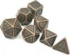 Afbeelding van het spelletje Hilvard - Metalen Dobbelstenen Set - Brons - D&D Dice Set - DnD Polydice Set - 7 Stuks - Inclusief metalen case en velvet opbergzak - Geschikt voor Dungeons and Dragons