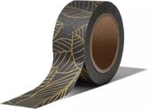 masking tape Blad zwart goud decoratie washi papier tape 15 mm x 10 m