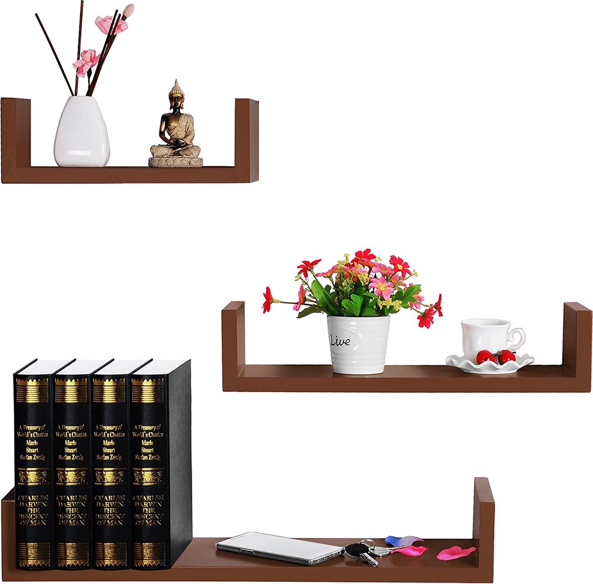 Étagères Murale WOLTU En MDF - Lot De 4 - Pour Salon, Cuisine, Chambre - Déco Et Rangement