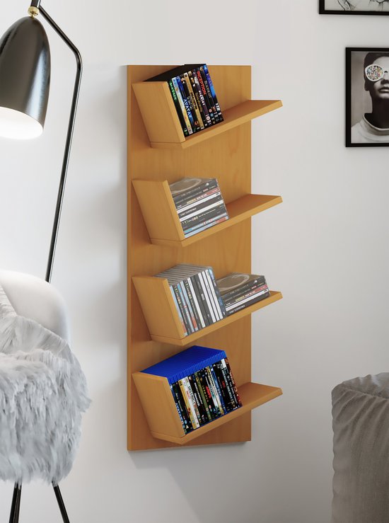 bod Aap de jouwe VCM Houten Muurplank Hangende Boekenkast Muurplank Decobord Lansi Mini  Houten... | bol.com