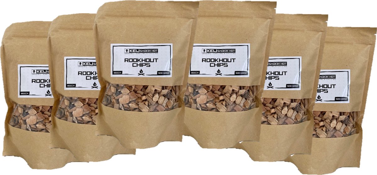 Rookhout Chips Beech - 6 x 500 gram