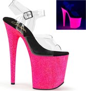 Pleaser - FLAMINGO-808UVG Sandaal met enkelband, Paaldans schoenen - Paaldans schoenen - 40 shoes - Roze