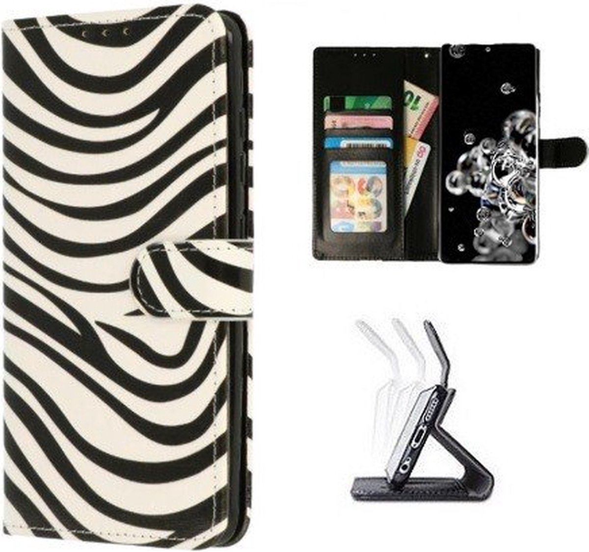 Samsung S20 Ultra Hoesje Met Pasjeshouder Bookcase Zebra