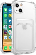 Transparant Hoesje met Kaarthouder - Geschikt voor Apple iPhone 13 - Doorzichtige Shockproof Case met Pasjeshouder - TPU Hoes met Vakje voor Pasje - Card Case