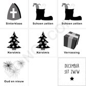 Magneet pictogrammen 'december' (z/w) 5x5 cm| dagritme planbord| PictoMix (z-w)