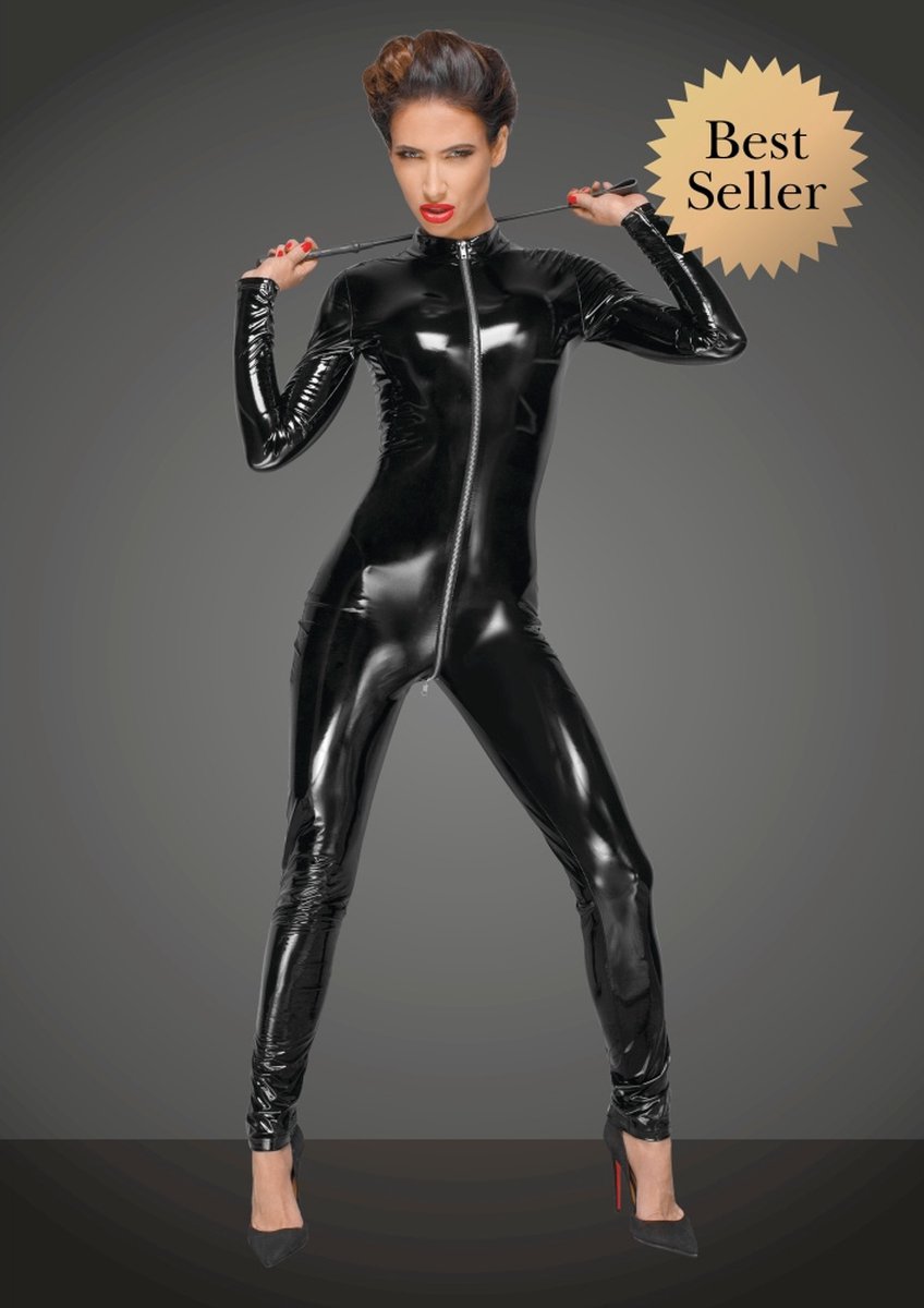 Noir Handmade - Decadence | Long sleeved PVC catsuit - Black