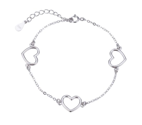 Armband - hartjes - 925 zilver plated - cadeau voor vrouw - dames - valentijn - valentijnscadeautje - Liefs Jade