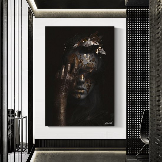 Luxe Plexiglas Schilderij Black and Gold | 100x150 | Woonkamer | Slaapkamer | Kantoor | Muziek | Design | Art | Modern | ** 5MM DIK**